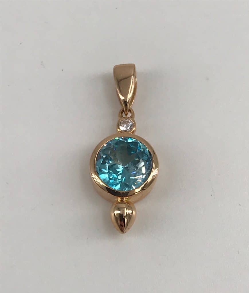 Pendentif En Or 9K Serti D'un Zircon Rose - Poinçon 375 - Occasion Repoli